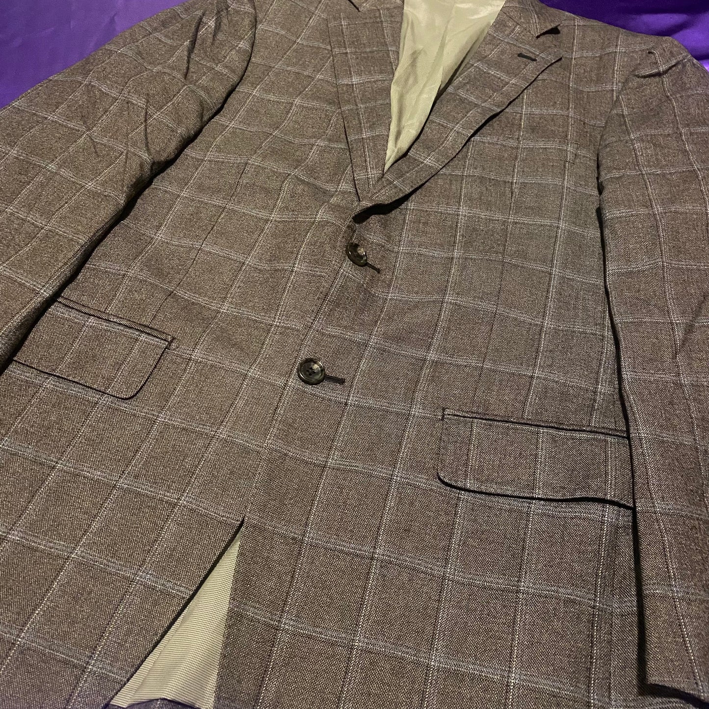 Check Pattern 2B Tailored Jacket Brown