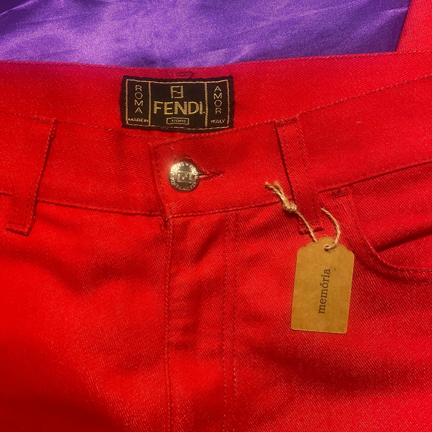 FENDI Straight Denim Pants RED