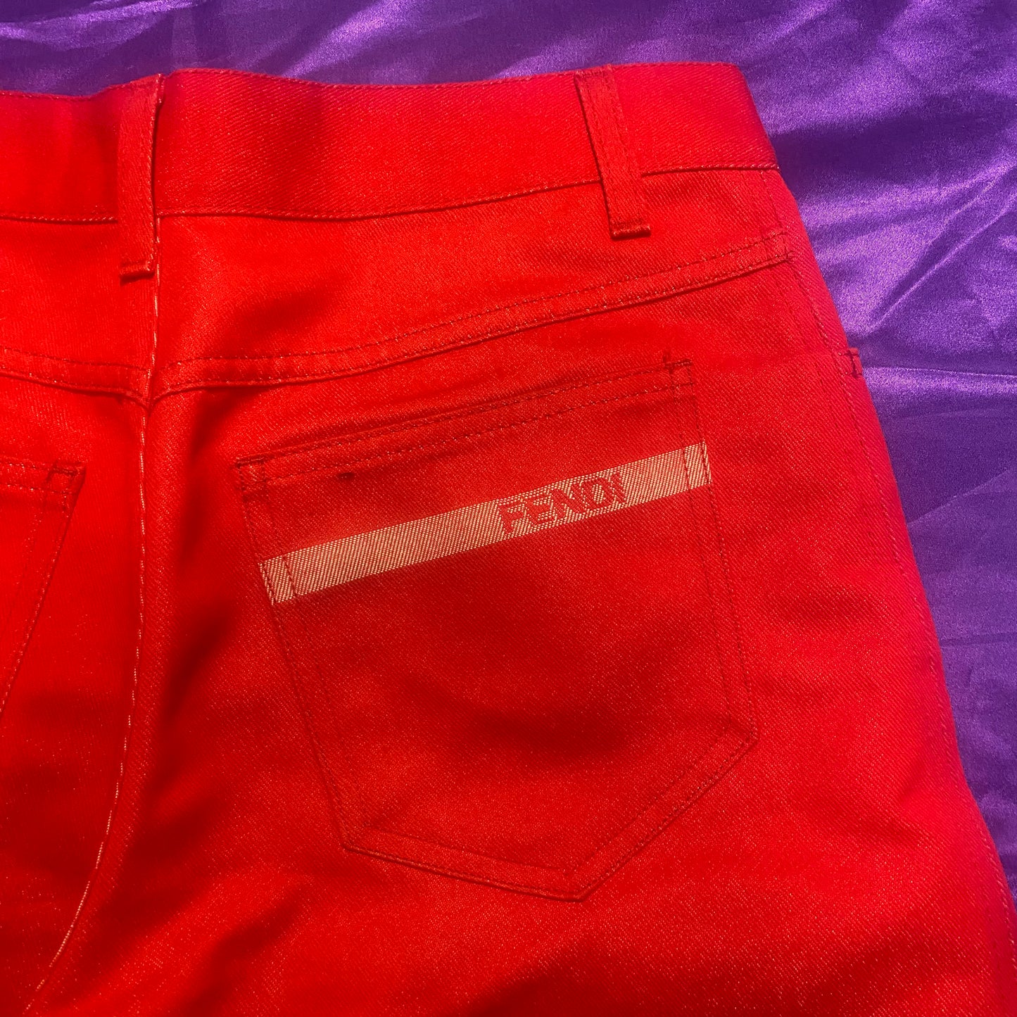 FENDI Straight Denim Pants RED
