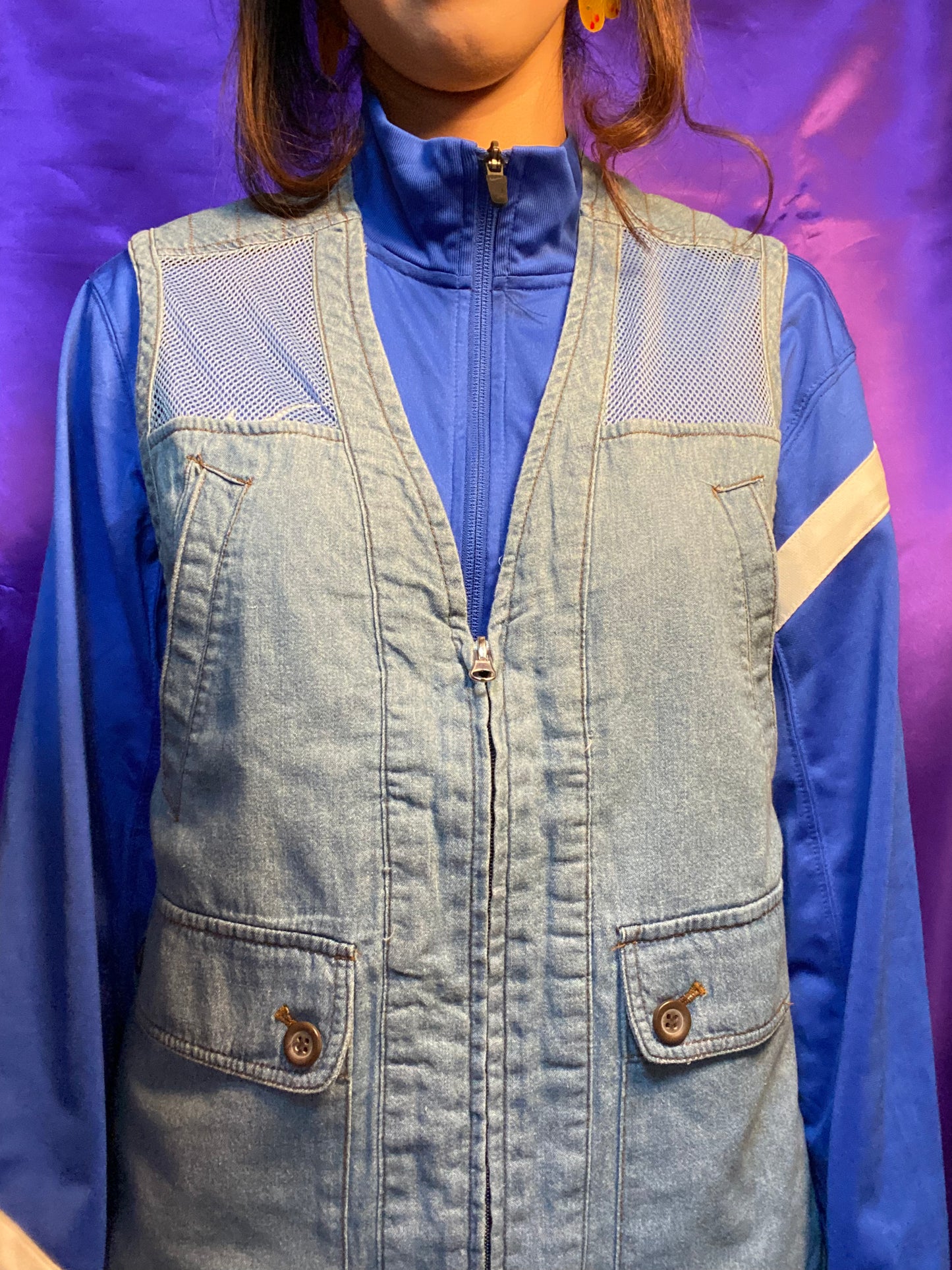 Mesh×Denim Vest
