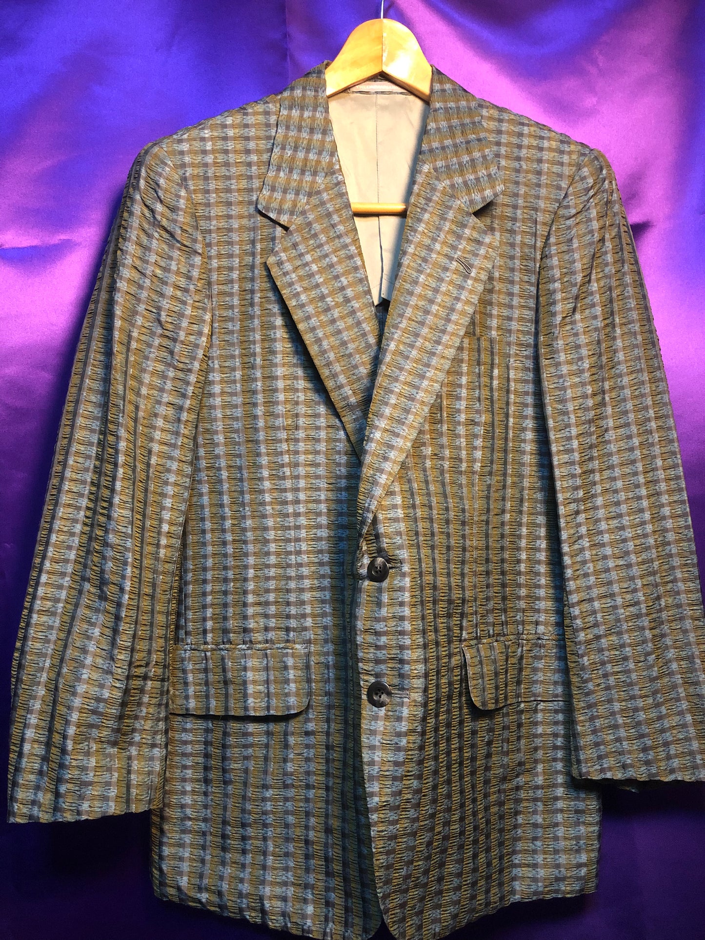 2B Check Pattern Tailored Jacket Green×Blue