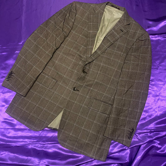 Check Pattern 2B Tailored Jacket Brown