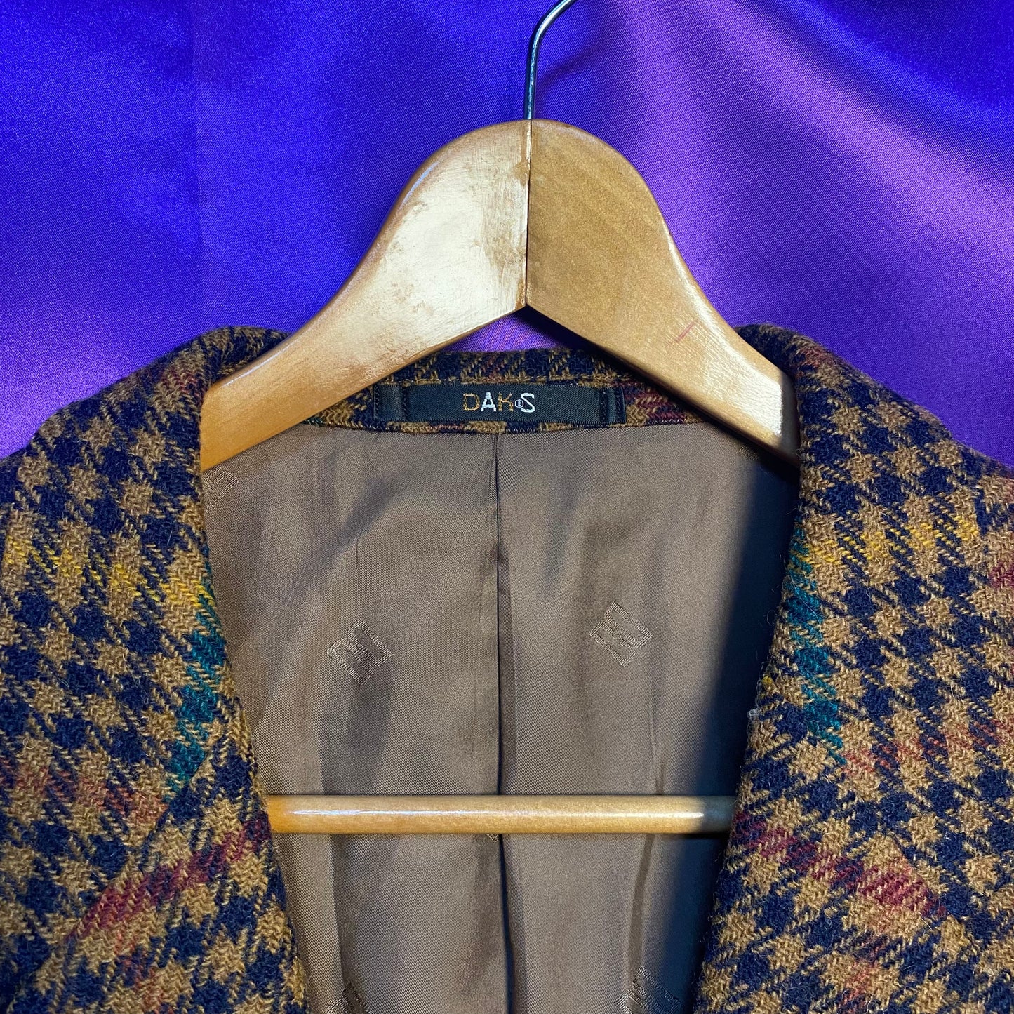 DAKS 2B Check Pattern Tweed Tailored Jacket